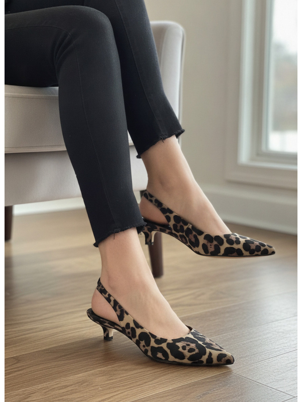 Marc Fisher Leopard Print Slingback Kitten Heel Size 7.5
